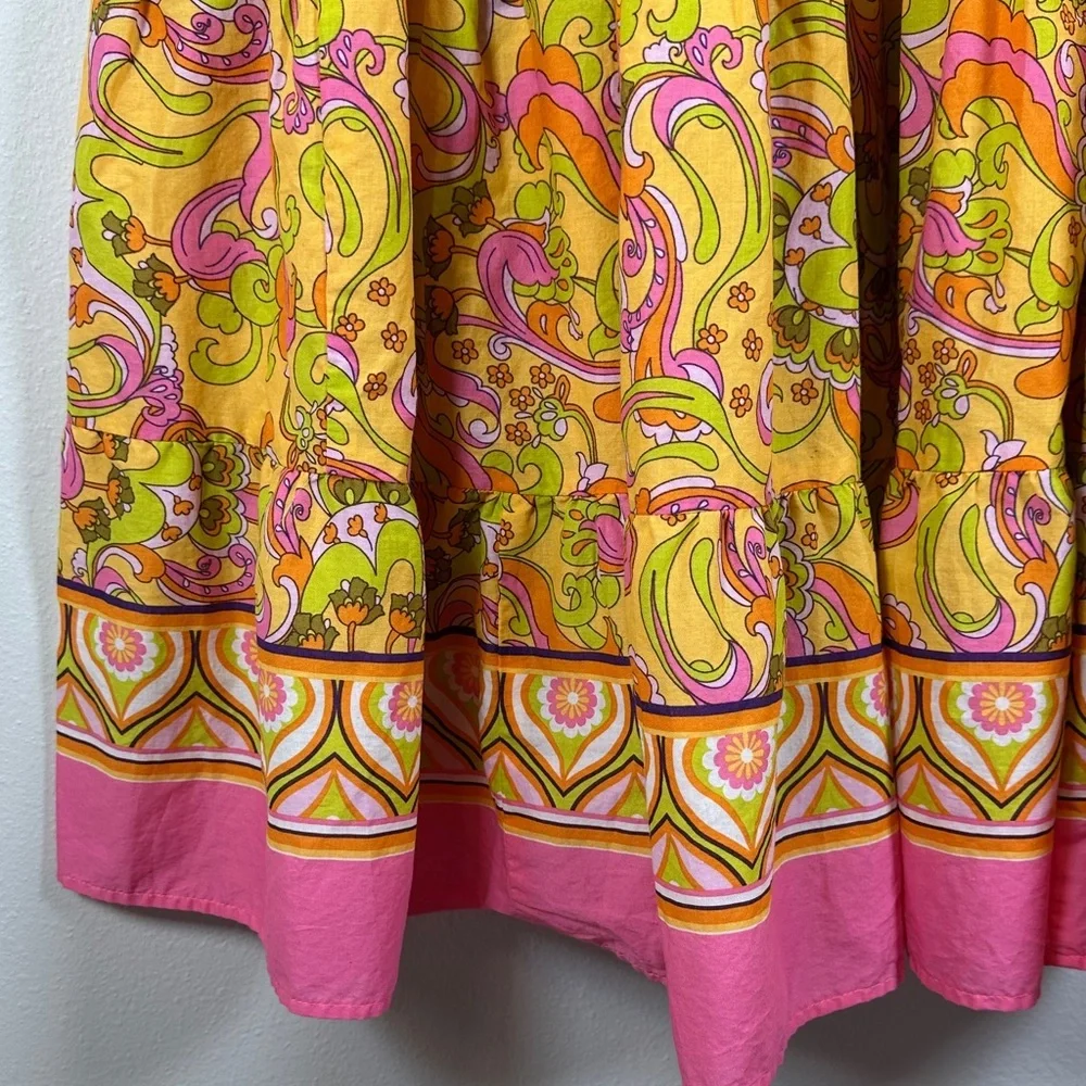 Ivy Jane Pucci Style Paisley Tiered Maxi Skirt Boho Festival Size S - Picture 5 of 10